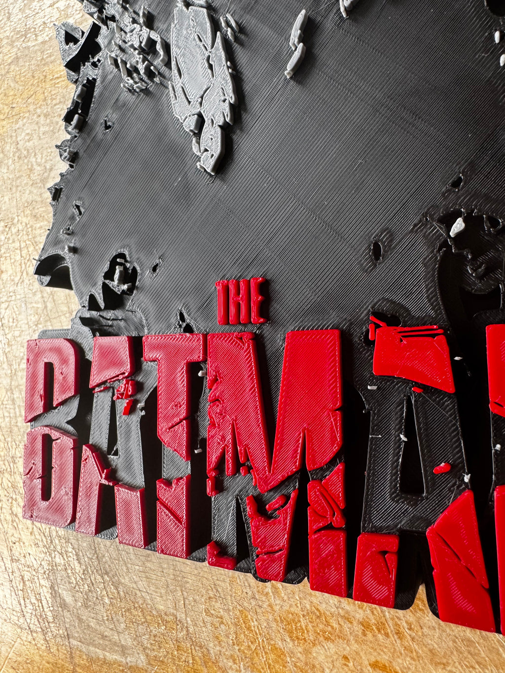 The Batman 3D Printed Display Plaque – Black, Grey & Red