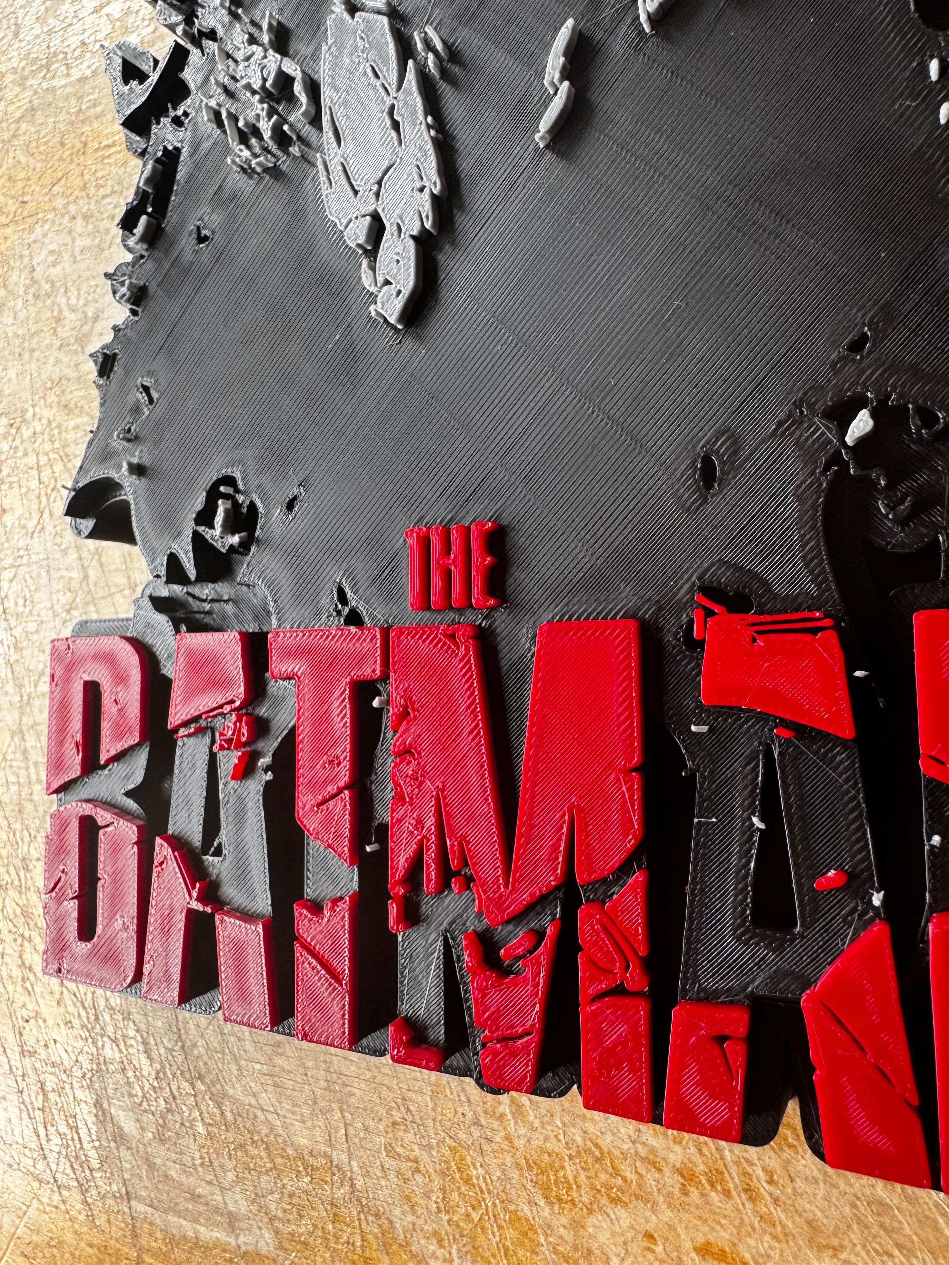 The Batman 3D Printed Display Plaque – Black, Grey & Red