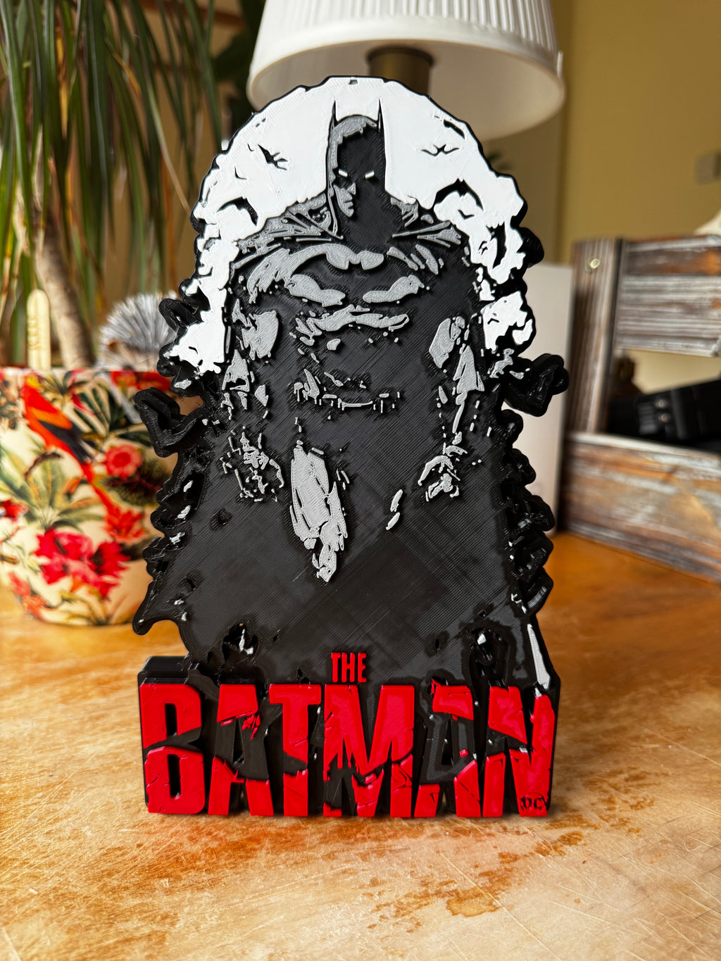 The Batman 3D Printed Display Plaque – Black, Grey & Red