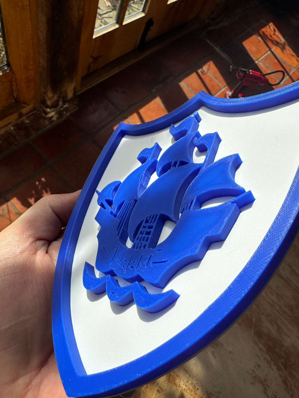 Blue Peter Ship Badge 3D Printed Wall Plaque – Blue & White