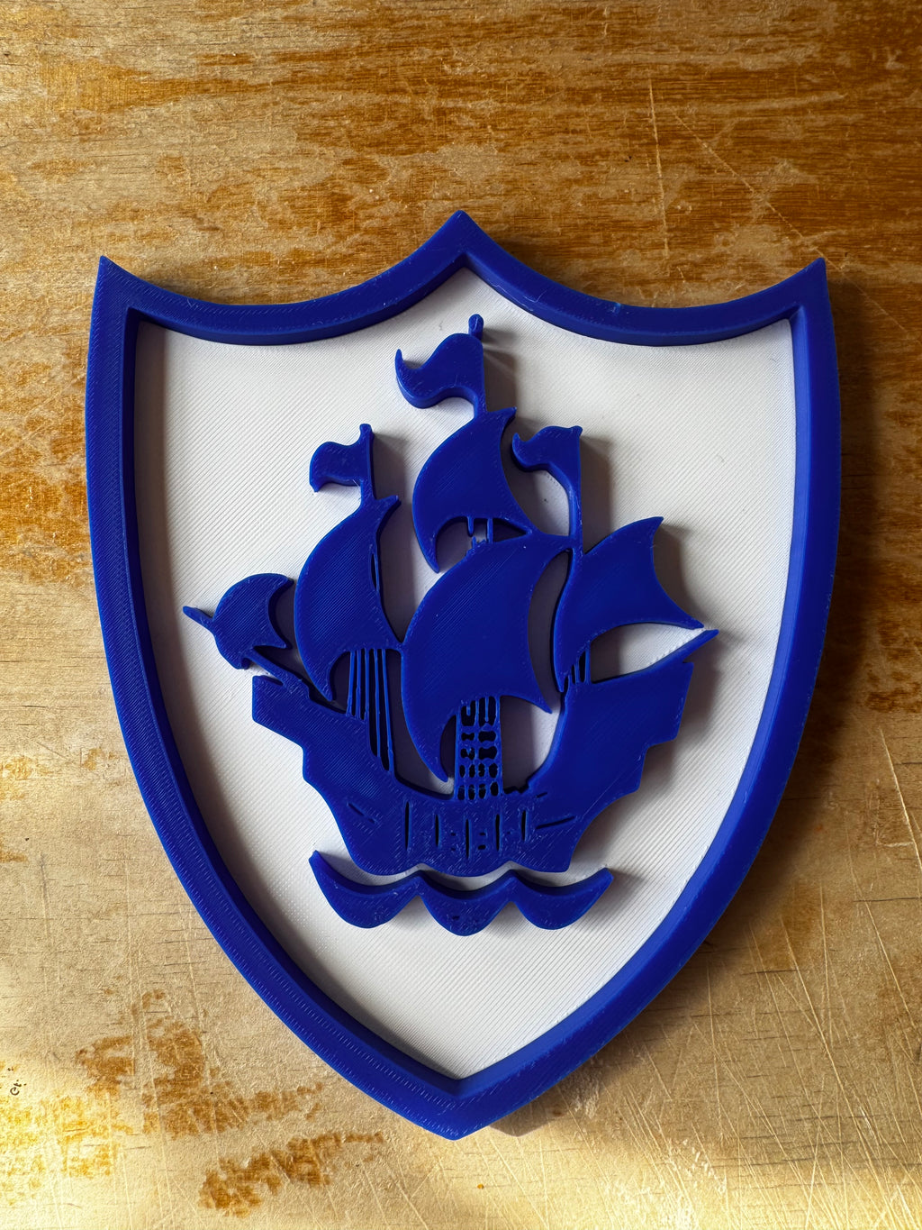 Blue Peter Ship Badge 3D Printed Wall Plaque – Blue & White