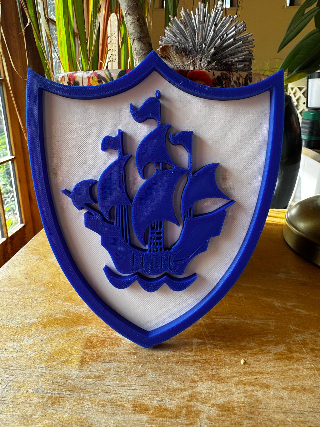 Blue Peter Ship Badge 3D Printed Wall Plaque – Blue & White