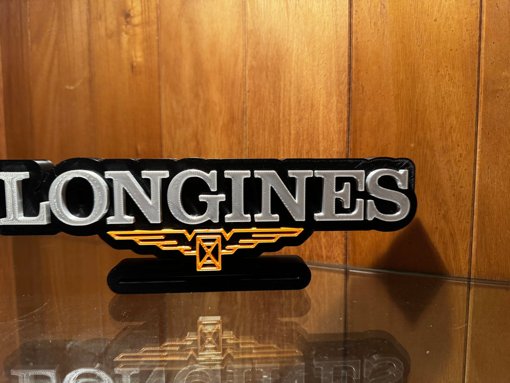 Longines 3D Printed Freestanding Watch Display Plaque 24cm