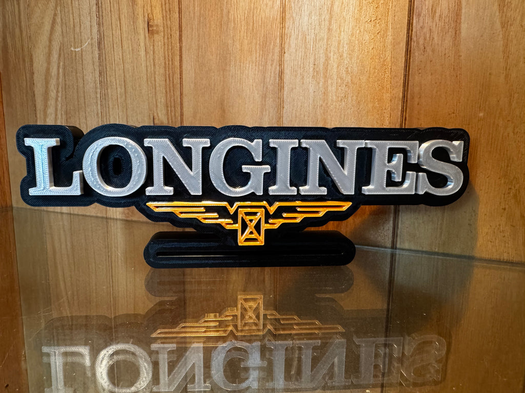 Longines 3D Printed Freestanding Watch Display Plaque 24cm