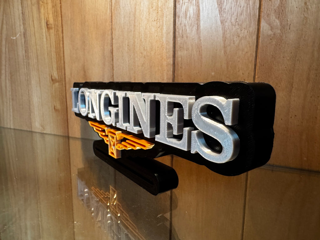 Longines 3D Printed Freestanding Watch Display Plaque 24cm