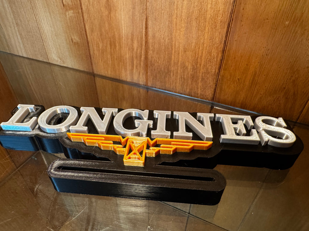 Longines 3D Printed Freestanding Watch Display Plaque 24cm