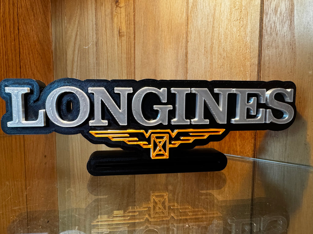 Longines 3D Printed Freestanding Watch Display Plaque 24cm