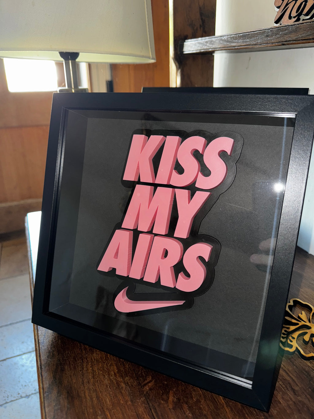 Kiss My Airs – Pink 3D Trainer Inspired Framed Wall Art