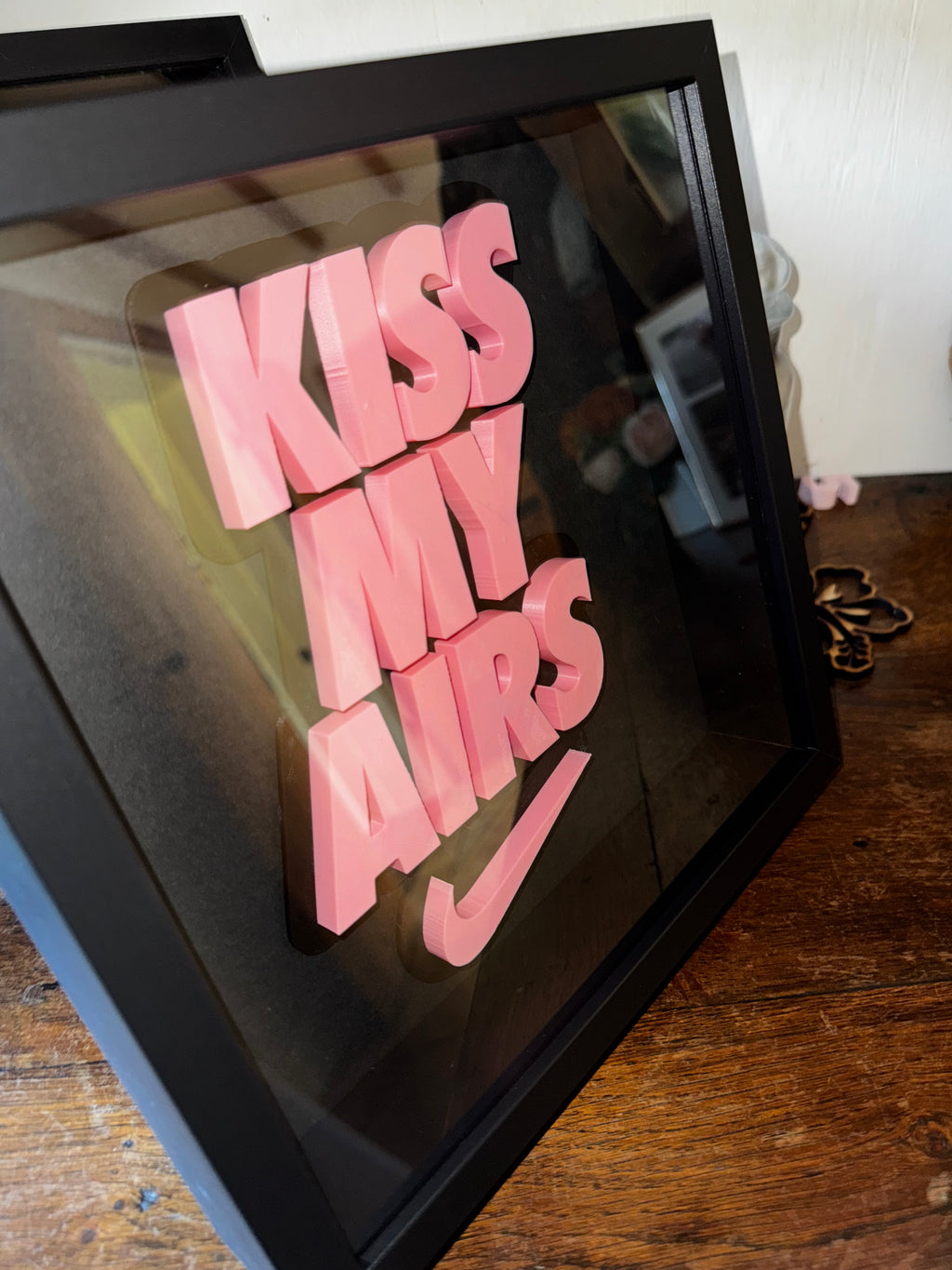 Kiss My Airs – Pink 3D Trainer Inspired Framed Wall Art