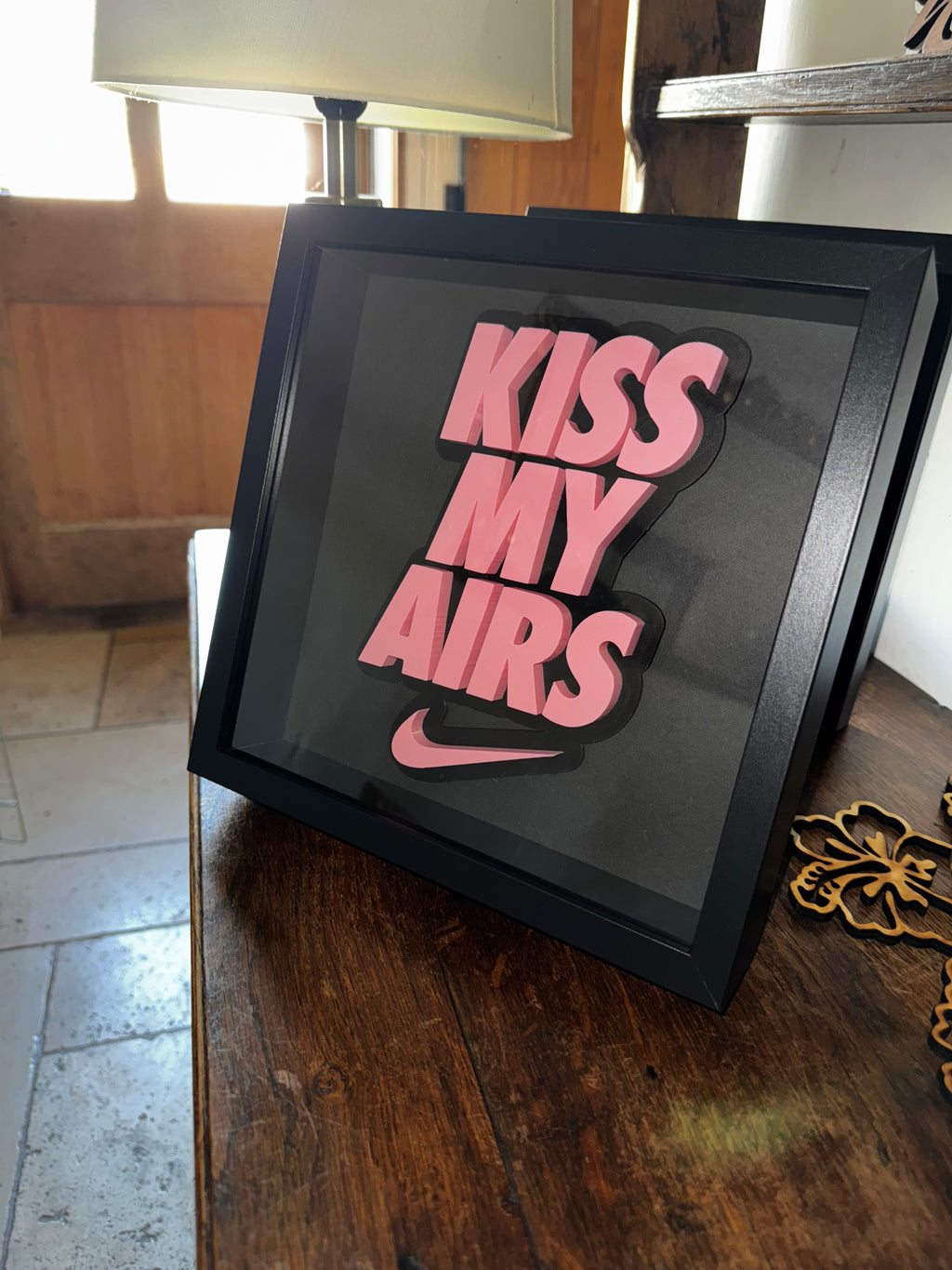 Kiss My Airs – Pink 3D Trainer Inspired Framed Wall Art
