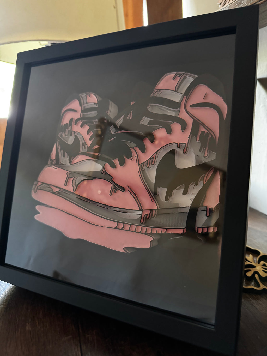 Pink Drip Trainer 3D Printed Framed Wall Art