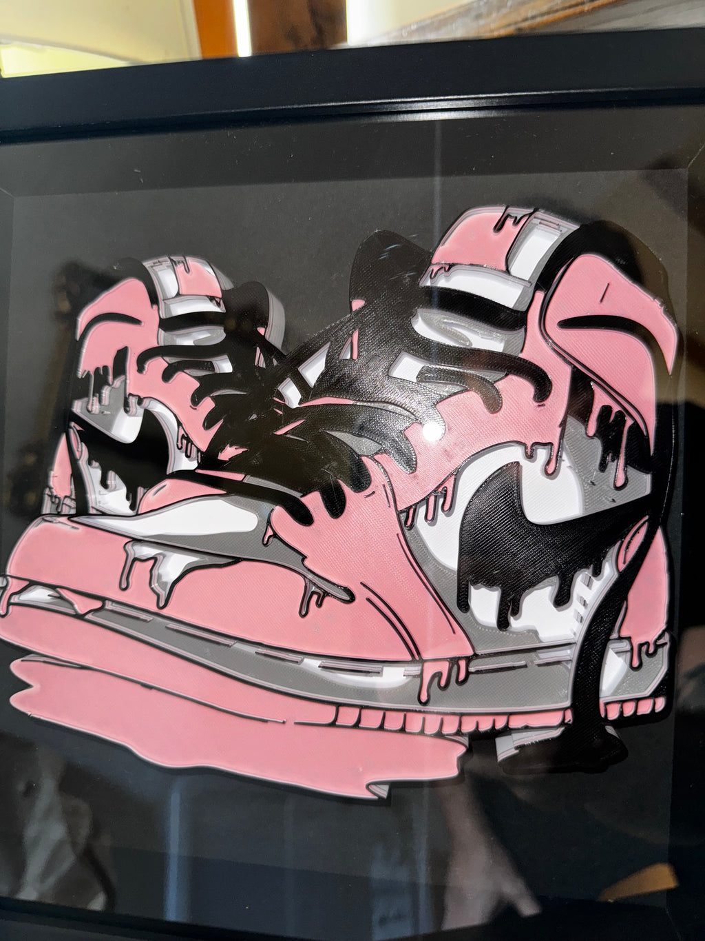 Pink Drip Trainer 3D Printed Framed Wall Art
