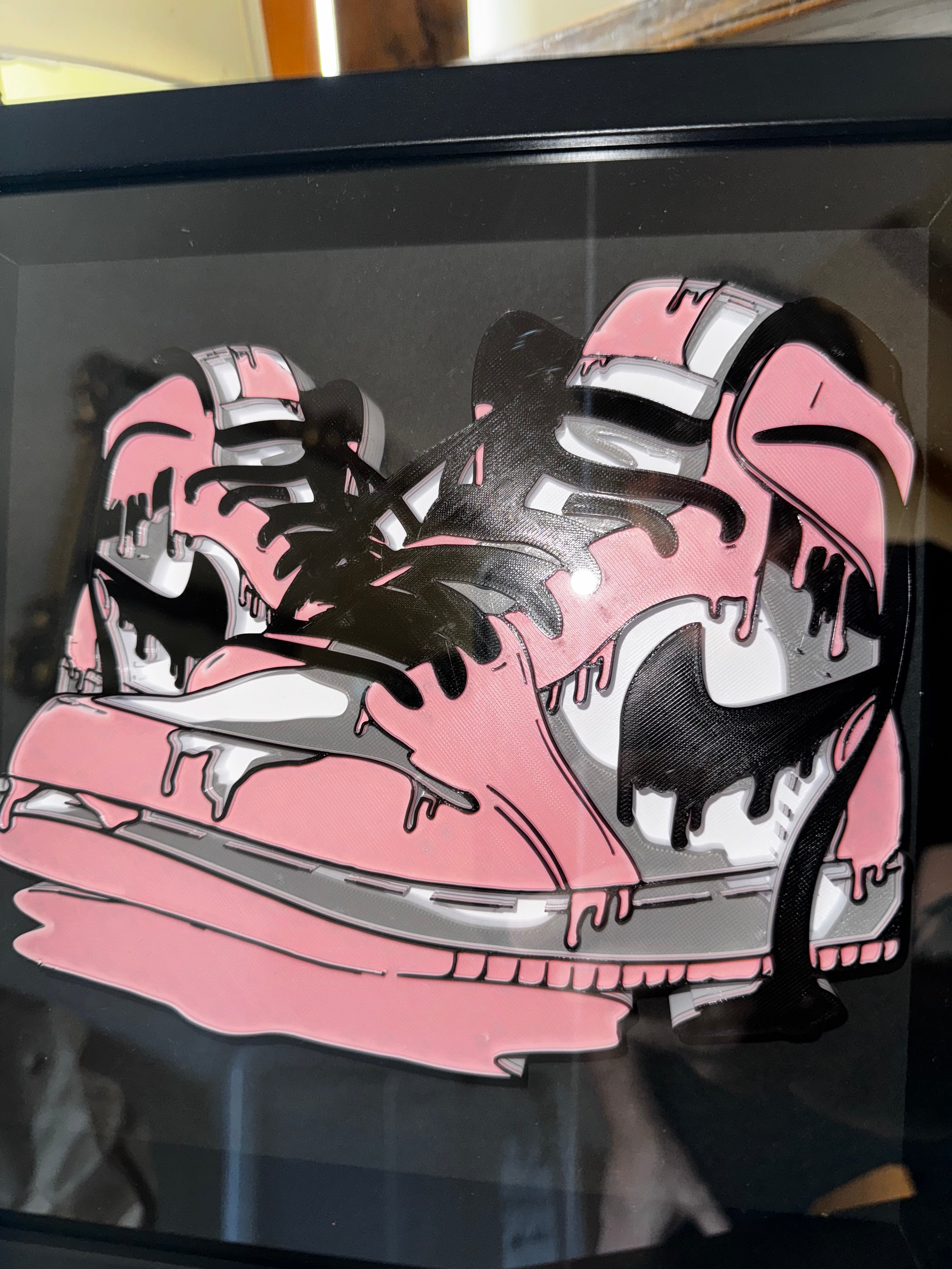 Pink Drip Trainer 3D Printed Framed Wall Art
