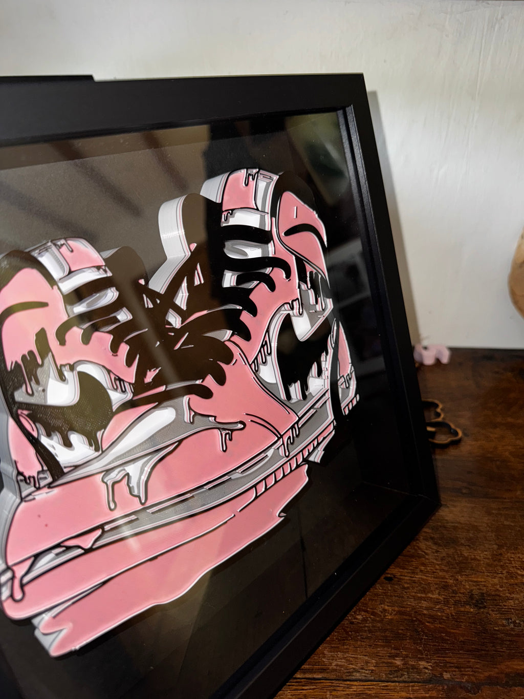 Pink Drip Trainer 3D Printed Framed Wall Art