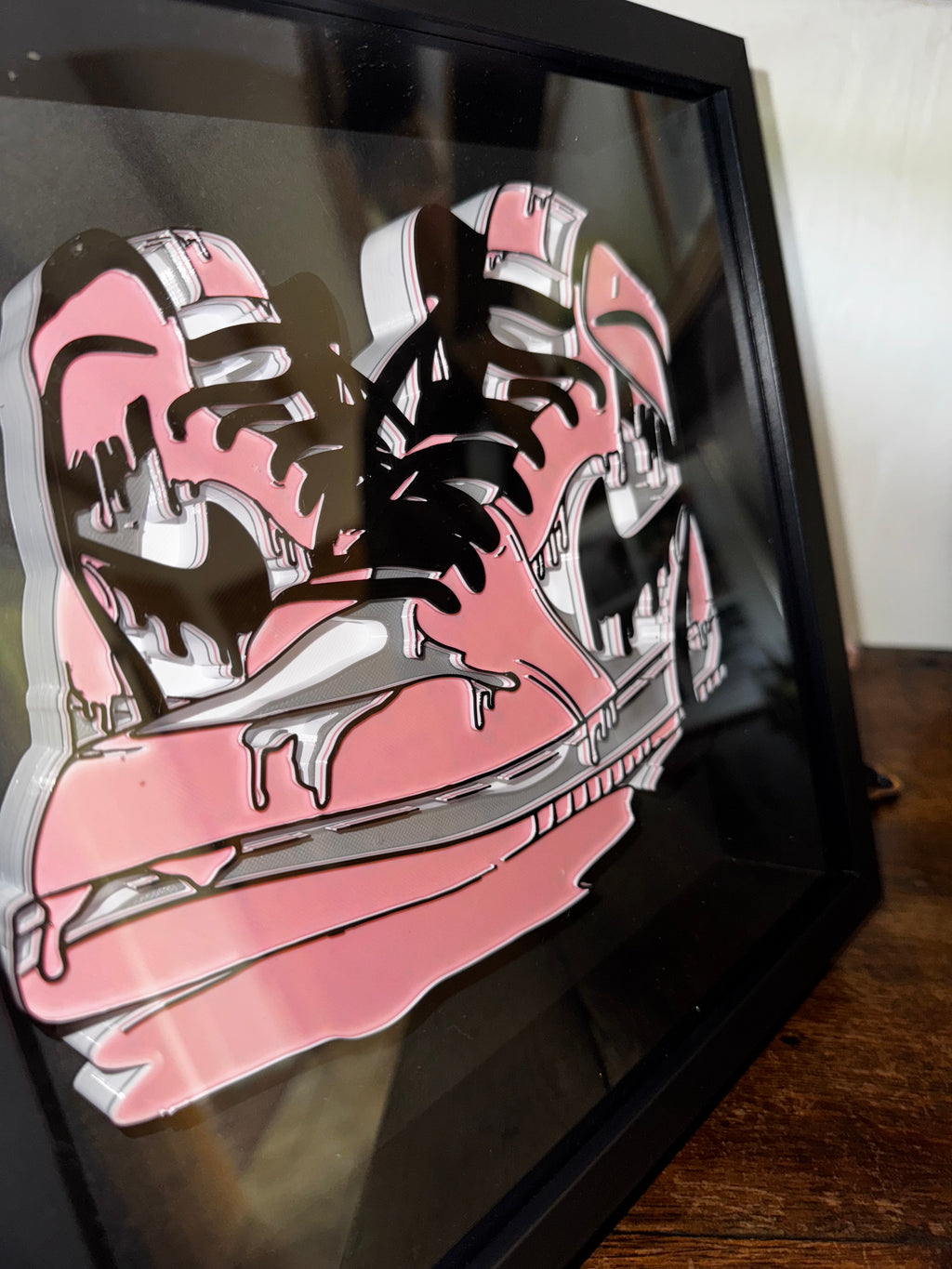 Pink Drip Trainer 3D Printed Framed Wall Art