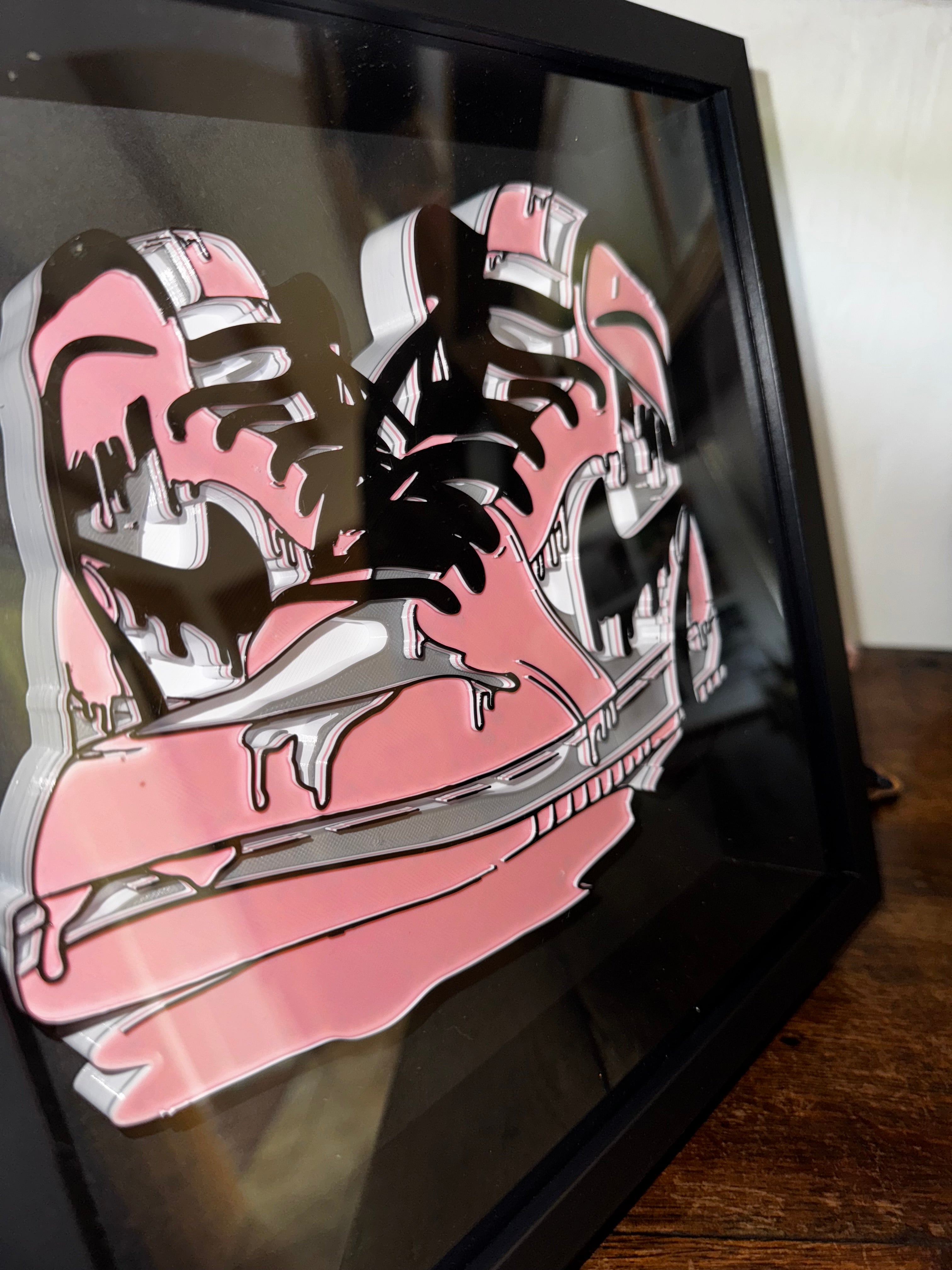 Pink Drip Trainer 3D Printed Framed Wall Art