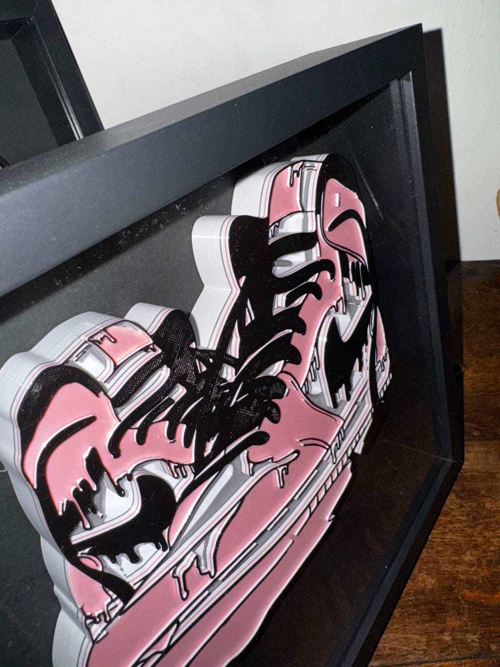 Pink Drip Trainer 3D Printed Framed Wall Art