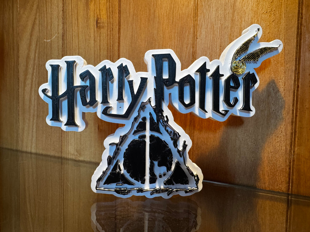 Harry Potter Deathly Hallows & Golden Snitch 3D Printed Display Sign
