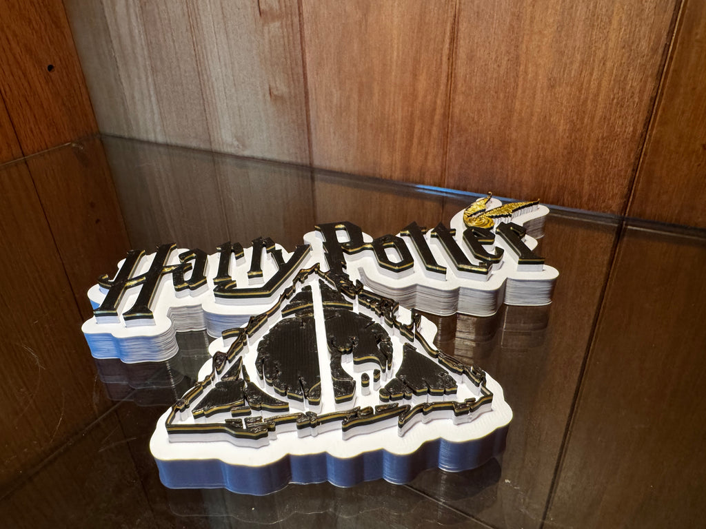 Harry Potter Deathly Hallows & Golden Snitch 3D Printed Display Sign