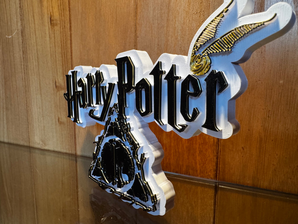Harry Potter Deathly Hallows & Golden Snitch 3D Printed Display Sign