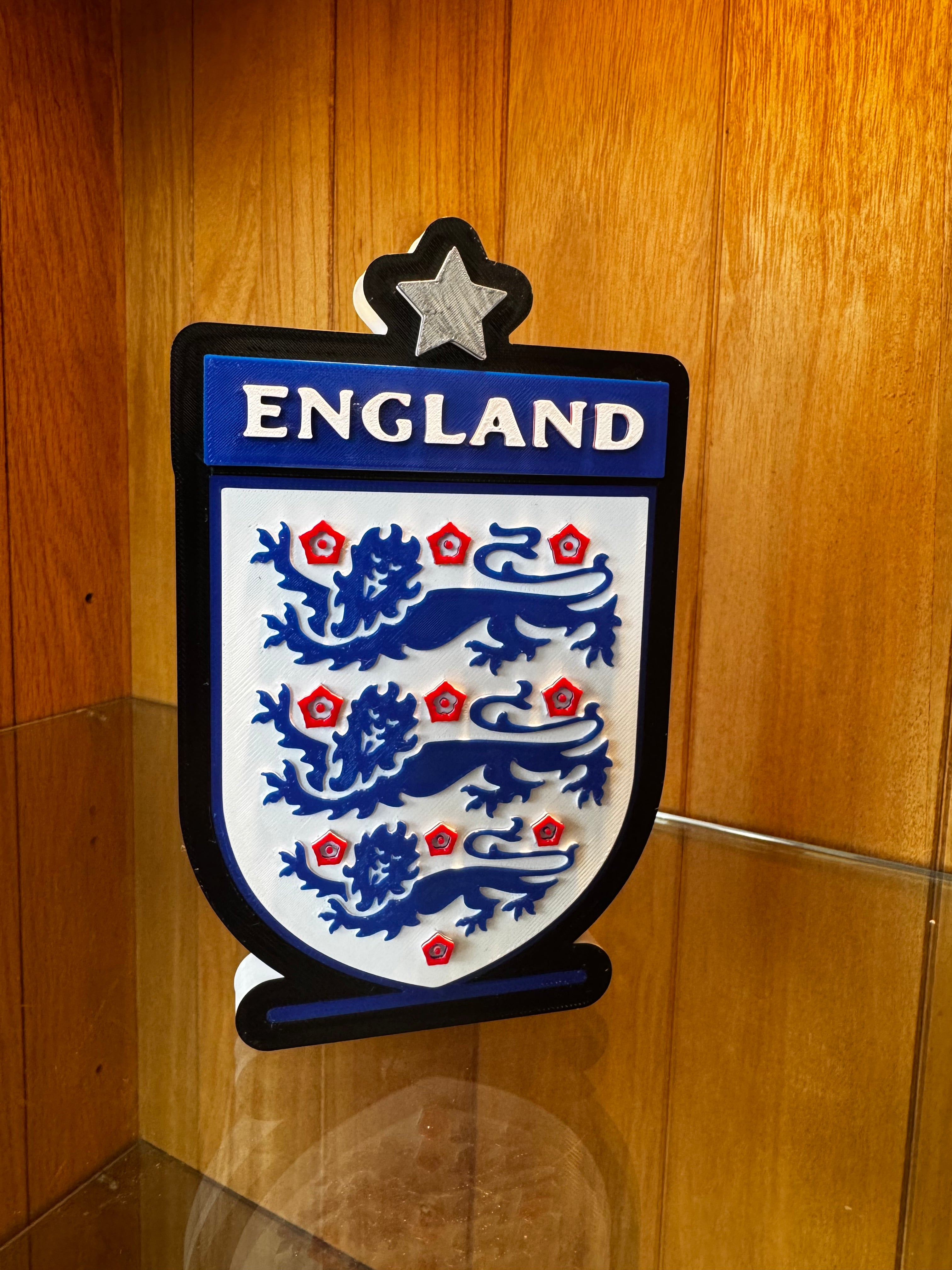 England Three Lions 3D Football Crest Display Plaque