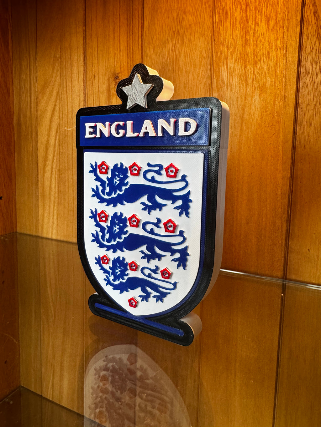England Three Lions 3D Football Crest Display Plaque