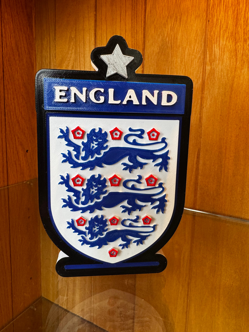 England Three Lions 3D Football Crest Display Plaque