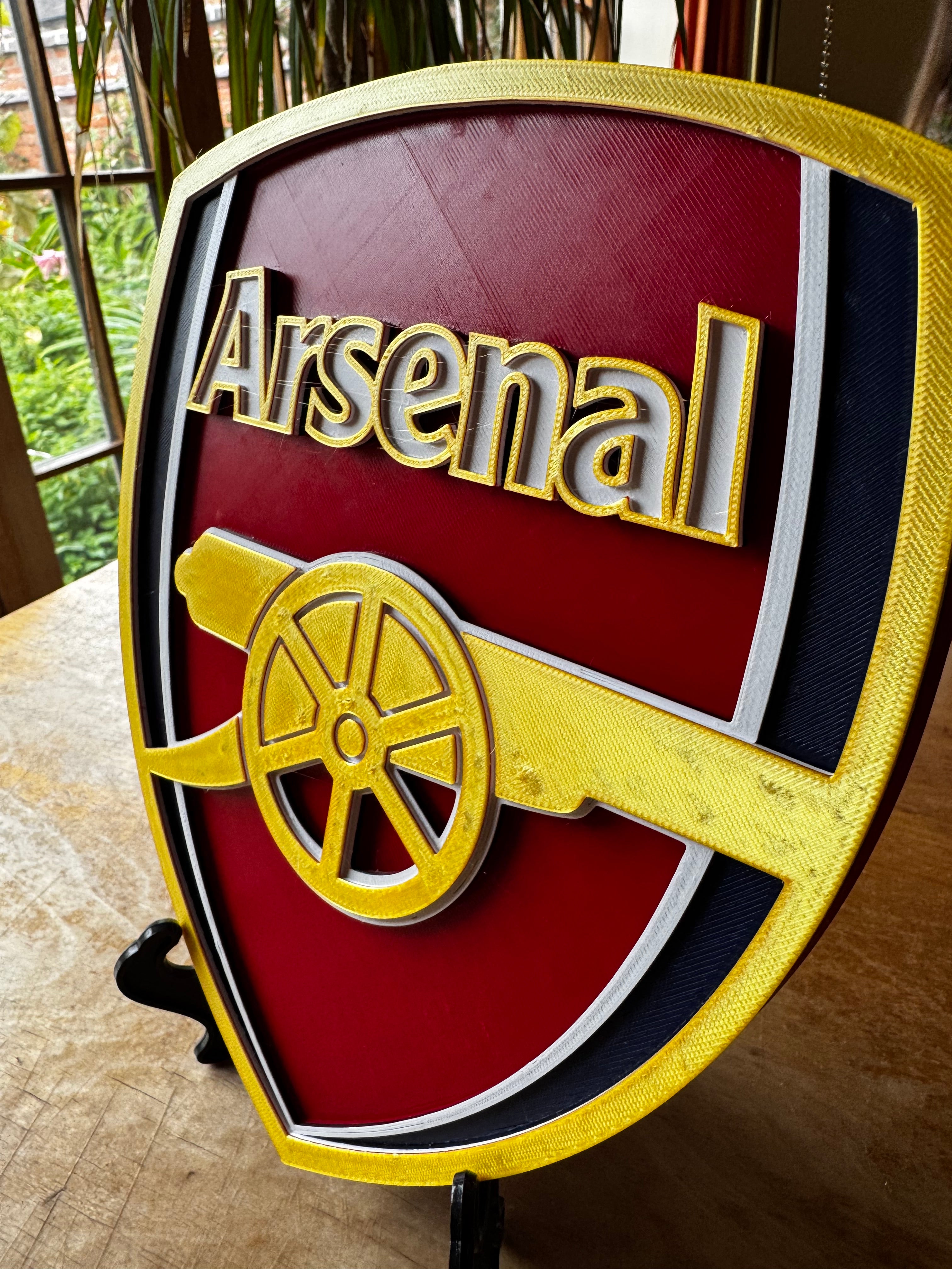 Arsenal FC 3D Crest Display Plaque – Premium Red & Gold Football Sign