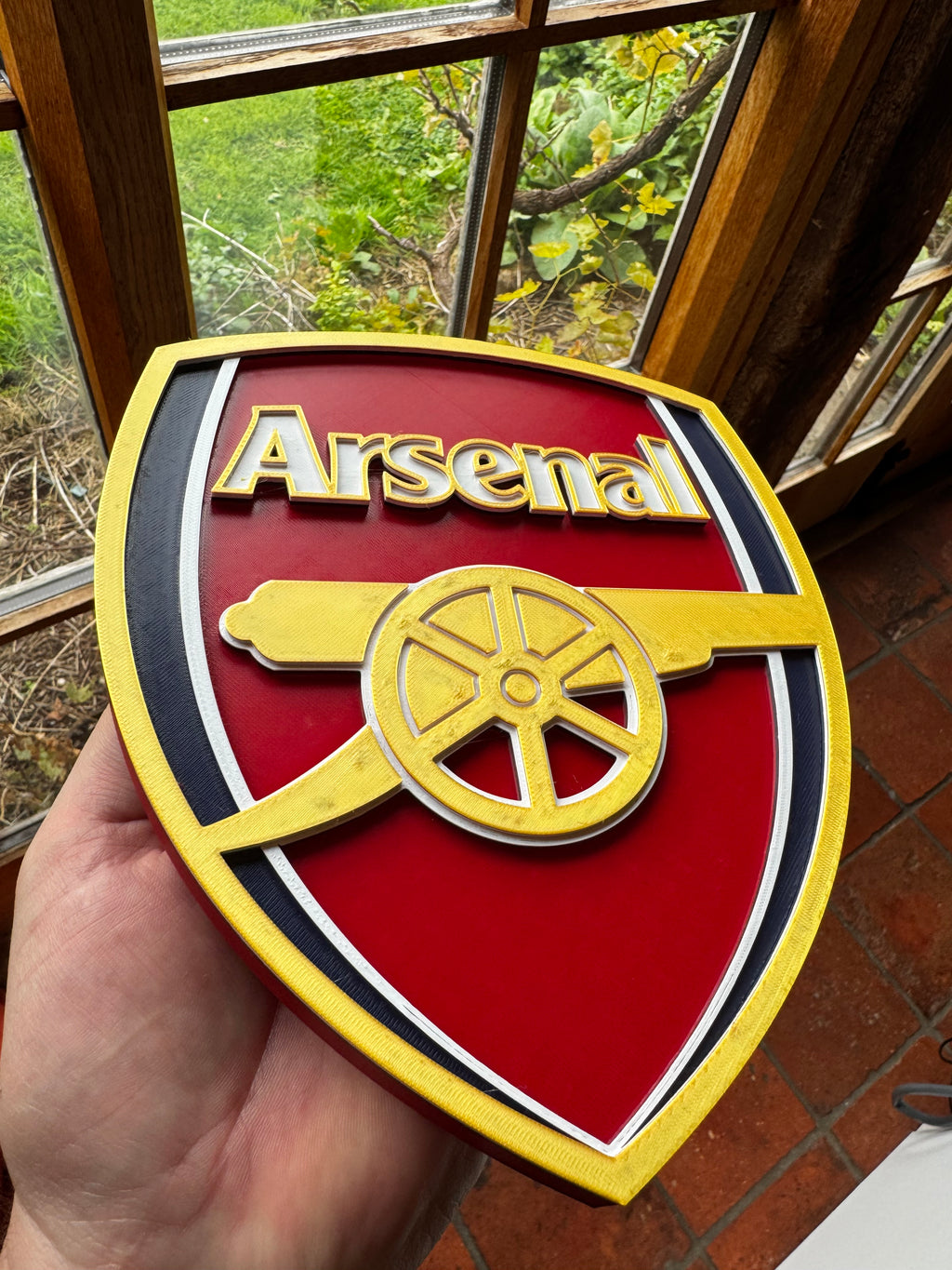Arsenal FC 3D Crest Display Plaque – Premium Red & Gold Football Sign