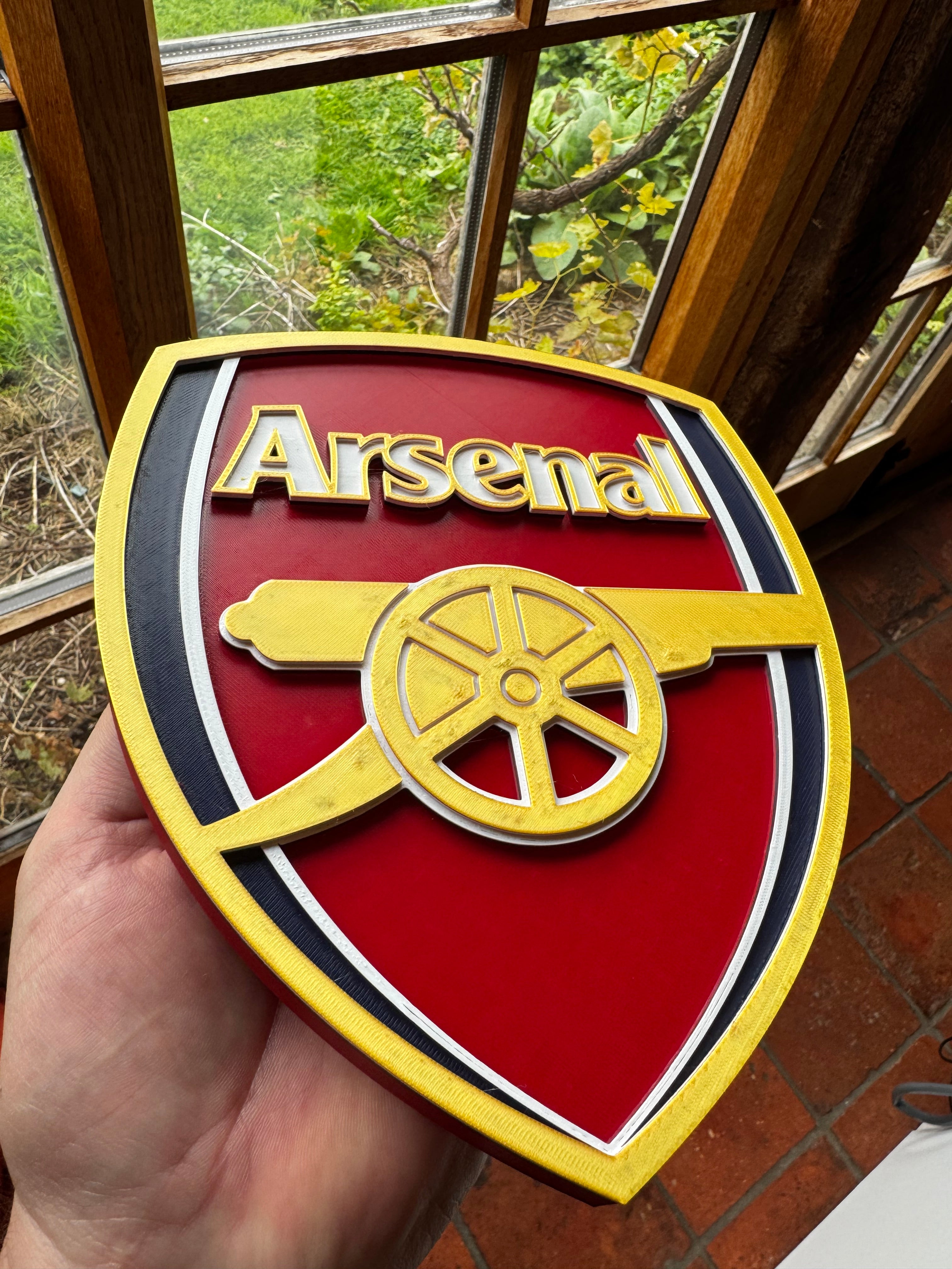 Arsenal FC 3D Crest Display Plaque – Premium Red & Gold Football Sign