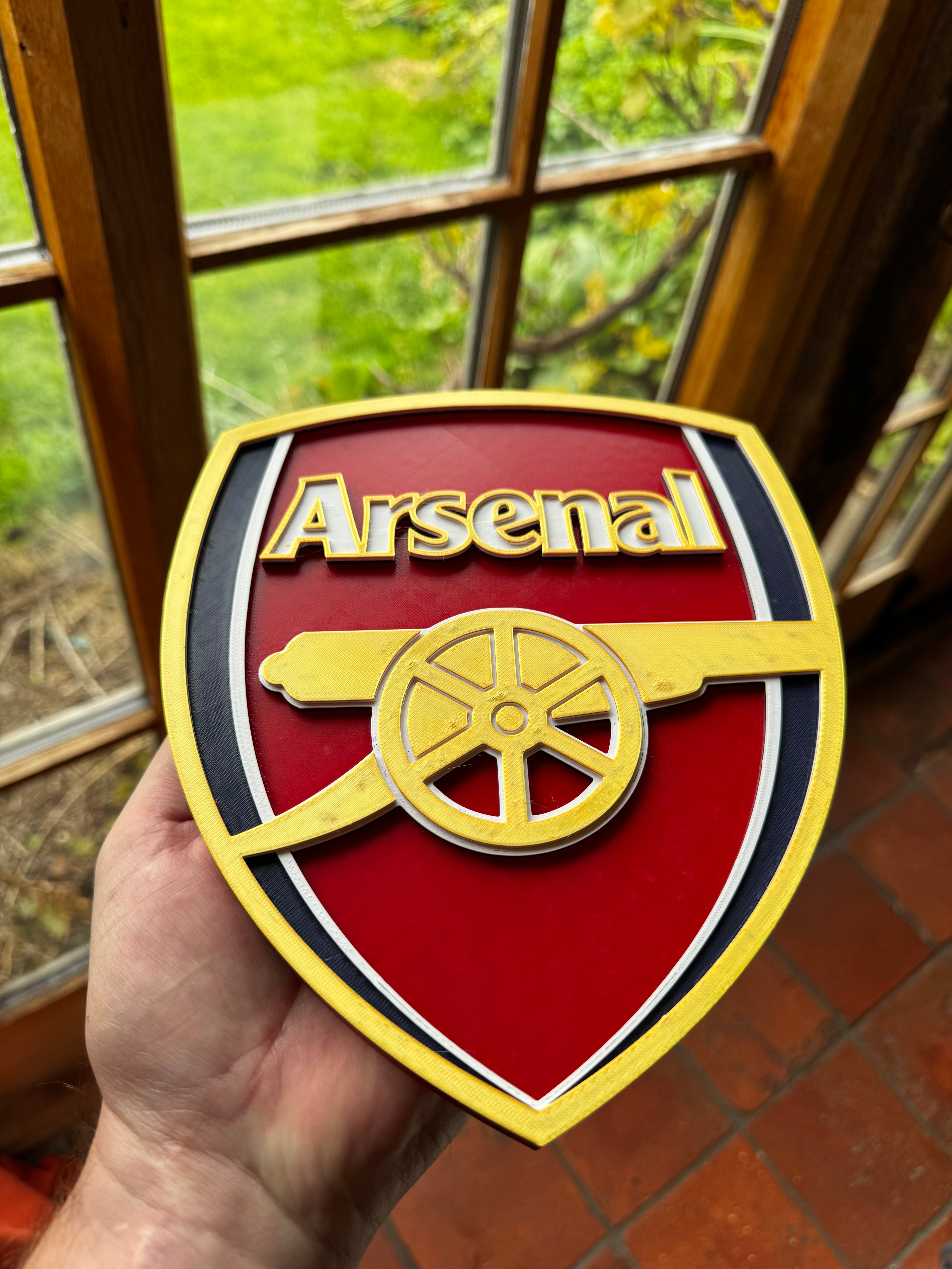 Arsenal FC 3D Crest Display Plaque – Premium Red & Gold Football Sign