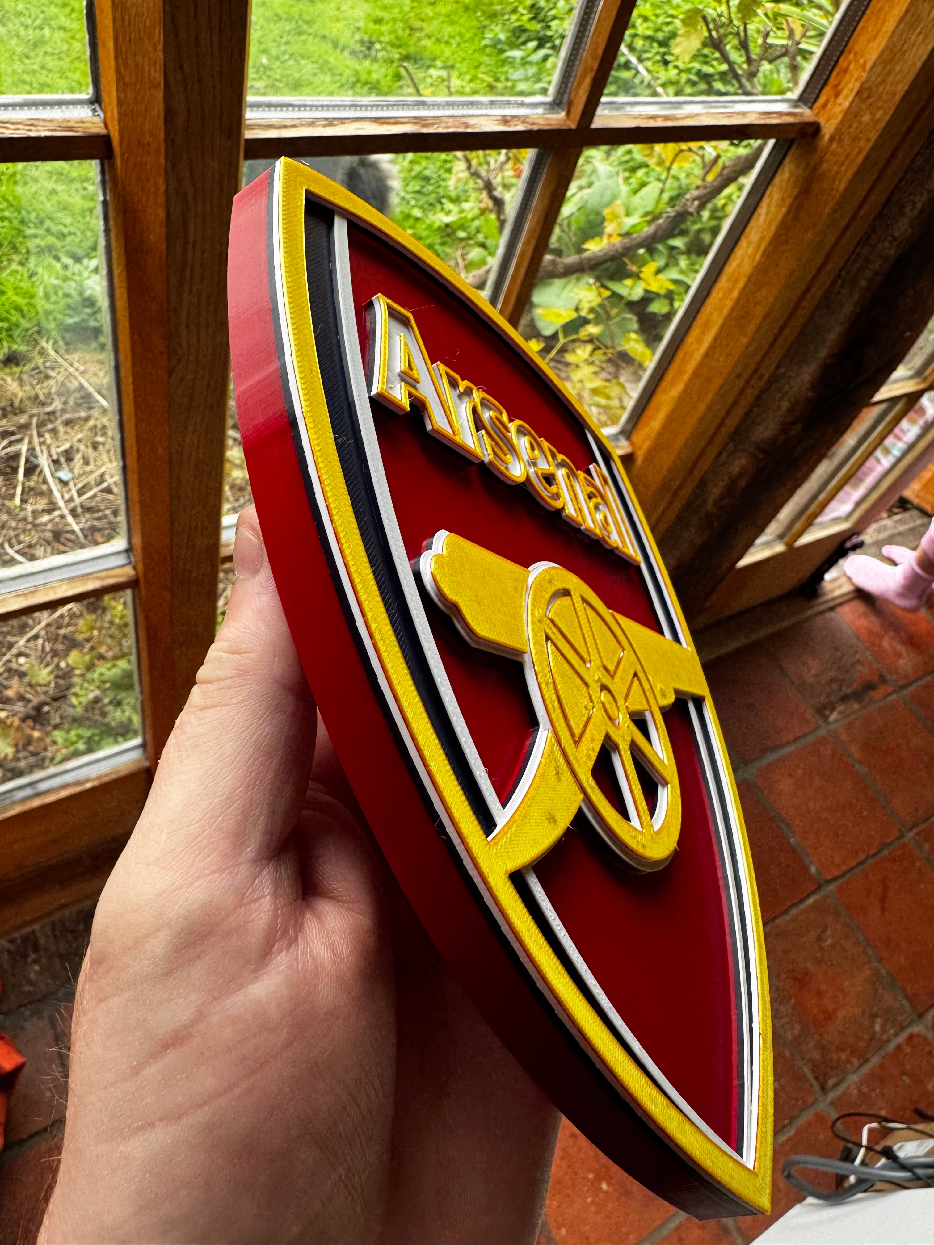 Arsenal FC 3D Crest Display Plaque – Premium Red & Gold Football Sign