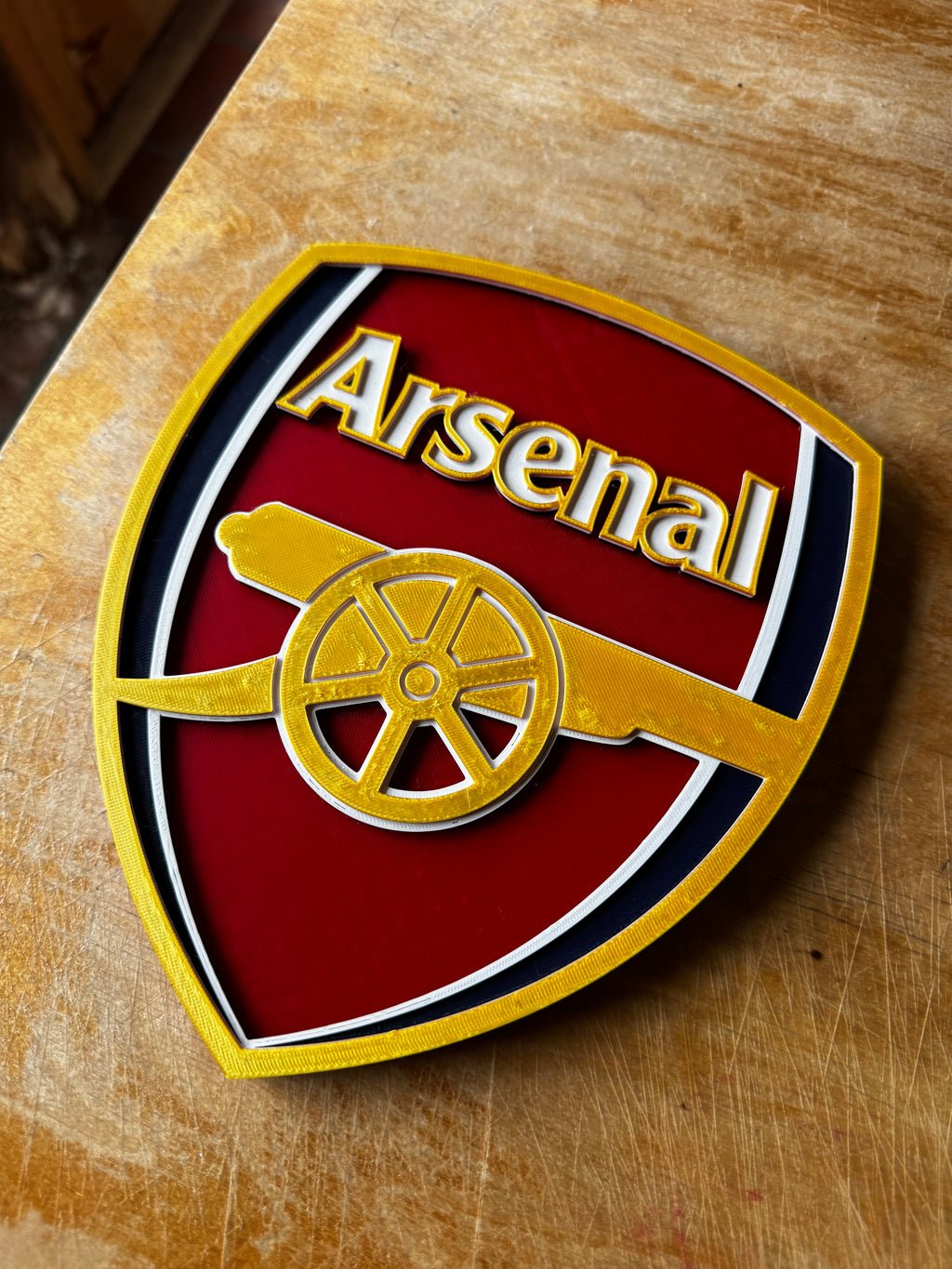 Arsenal FC 3D Crest Display Plaque – Premium Red & Gold Football Sign
