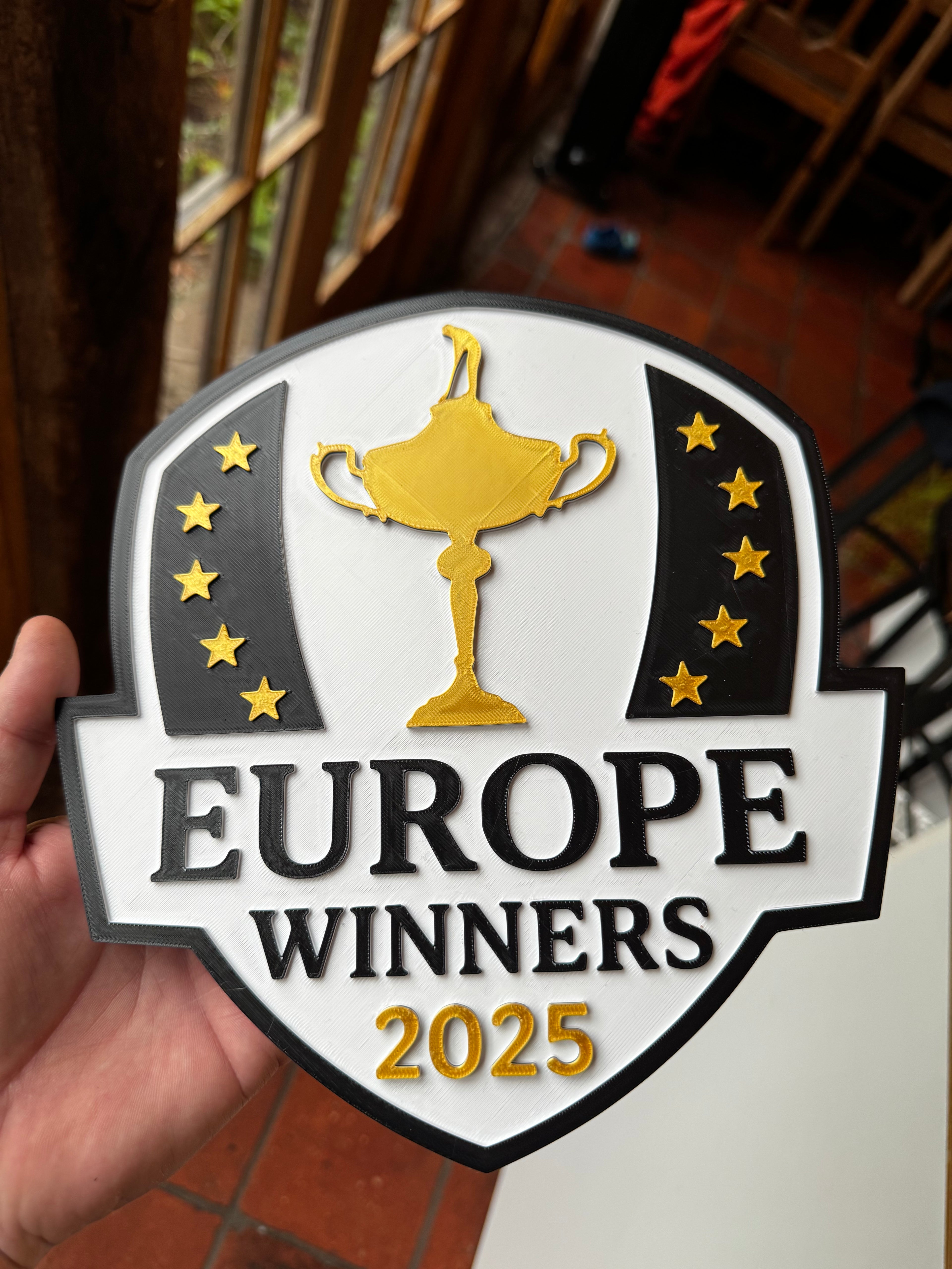 🏆 Europe Winners 2025 – Football Trophy 3D Display Plaque