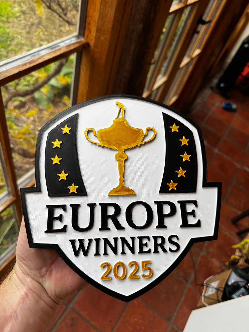🏆 Europe Winners 2025 – Football Trophy 3D Display Plaque