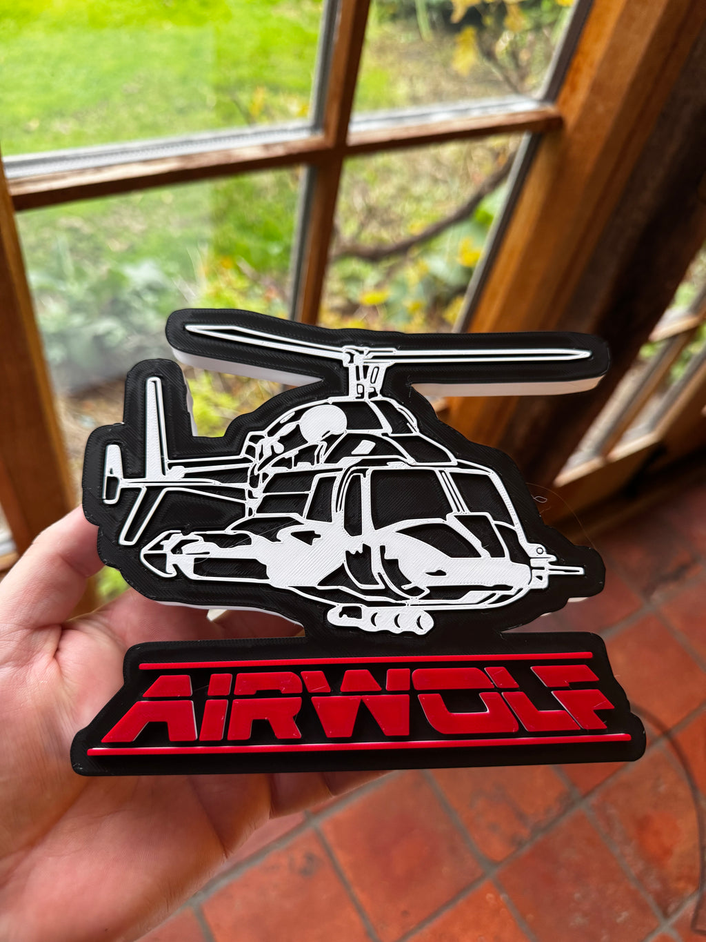 Airwolf 3D Display Plaque – Retro TV Helicopter Wall Art