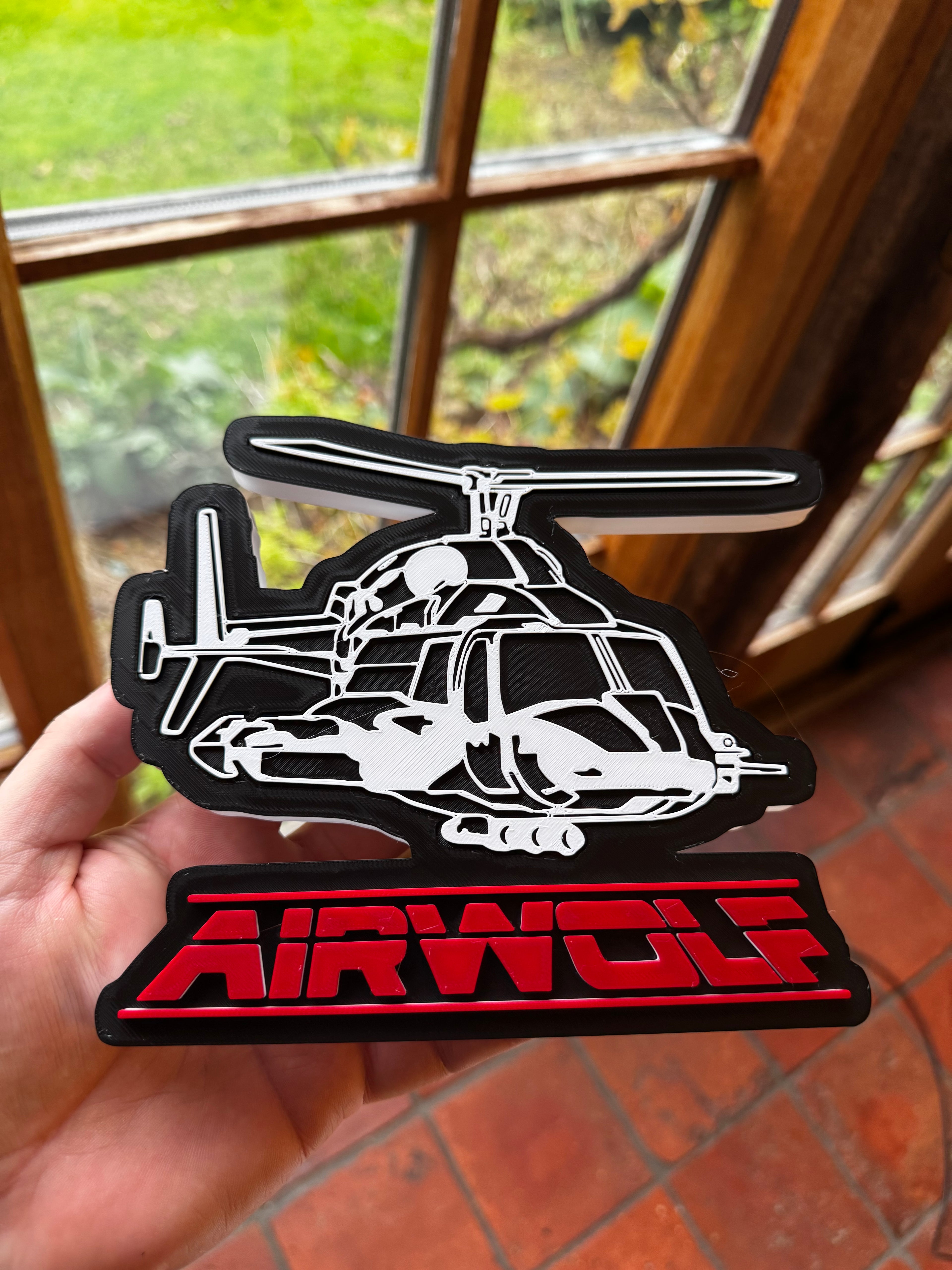Airwolf 3D Display Plaque – Retro TV Helicopter Wall Art