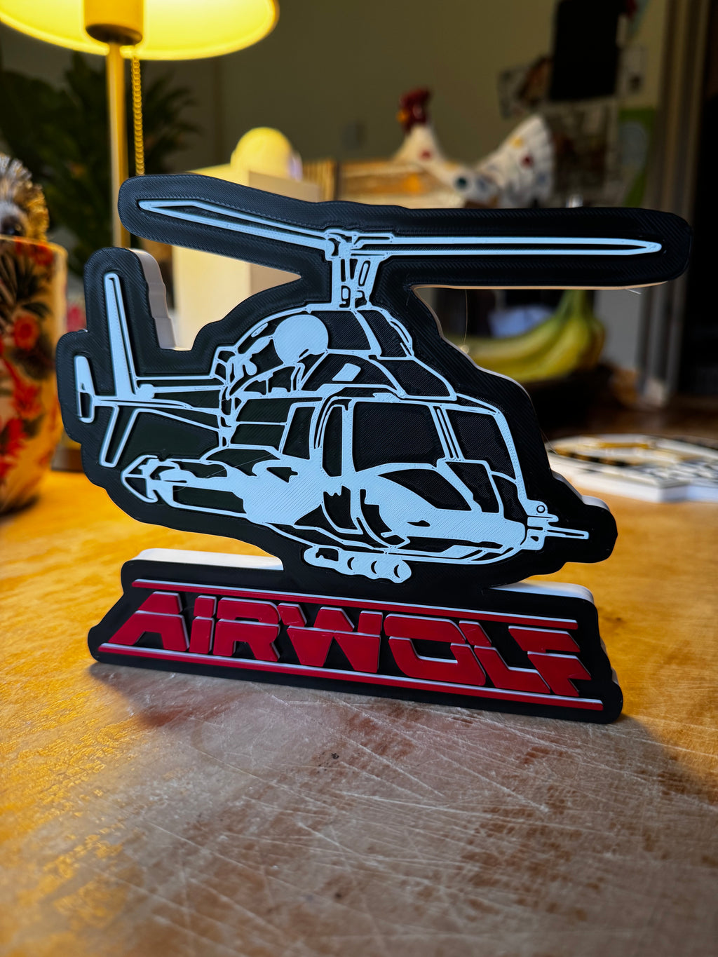 Airwolf 3D Display Plaque – Retro TV Helicopter Wall Art