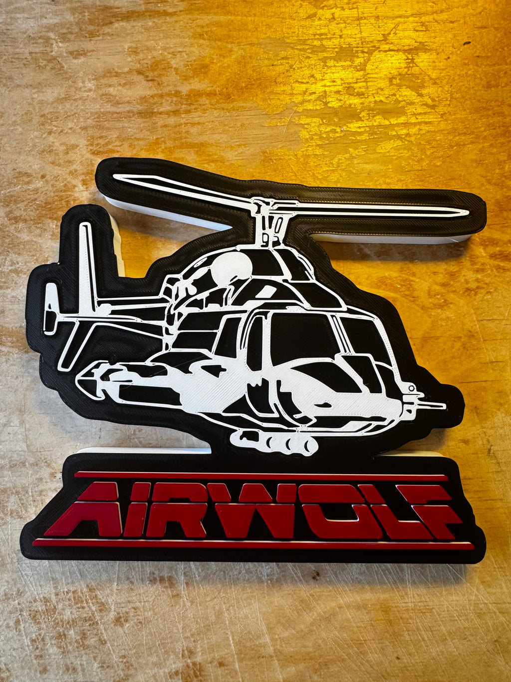 Airwolf 3D Display Plaque – Retro TV Helicopter Wall Art