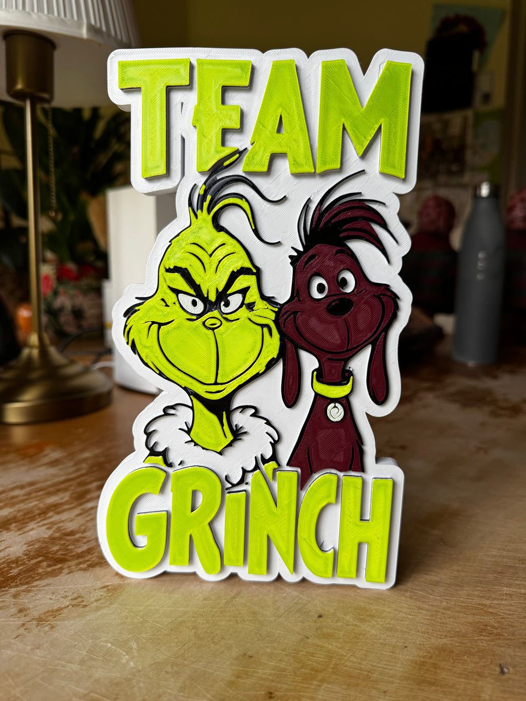 Team Grinch 3D Christmas Display Plaque