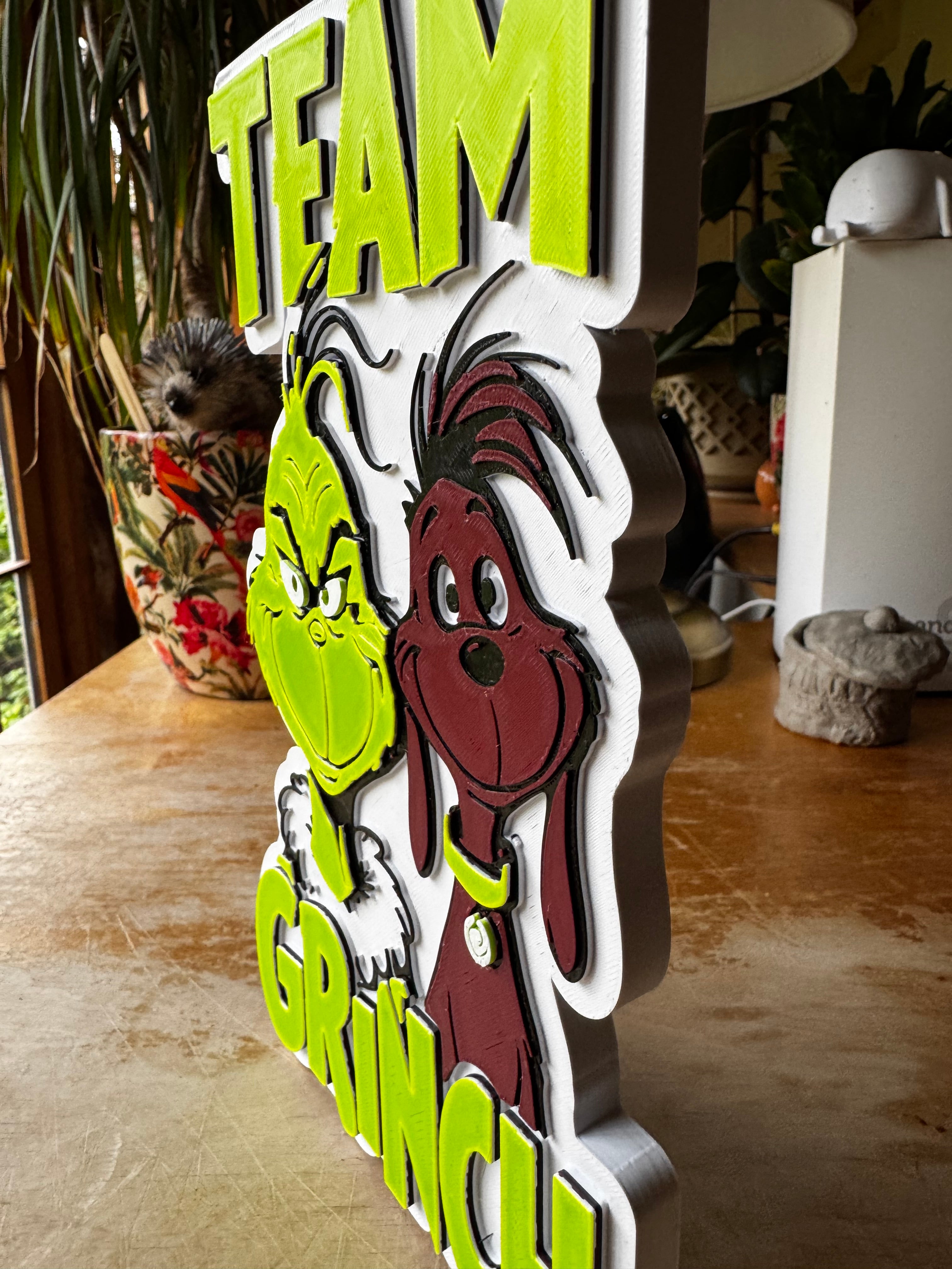 Team Grinch 3D Christmas Display Plaque