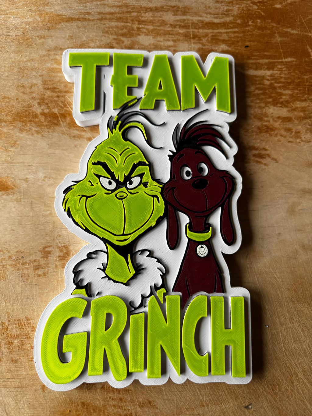 Team Grinch 3D Christmas Display Plaque