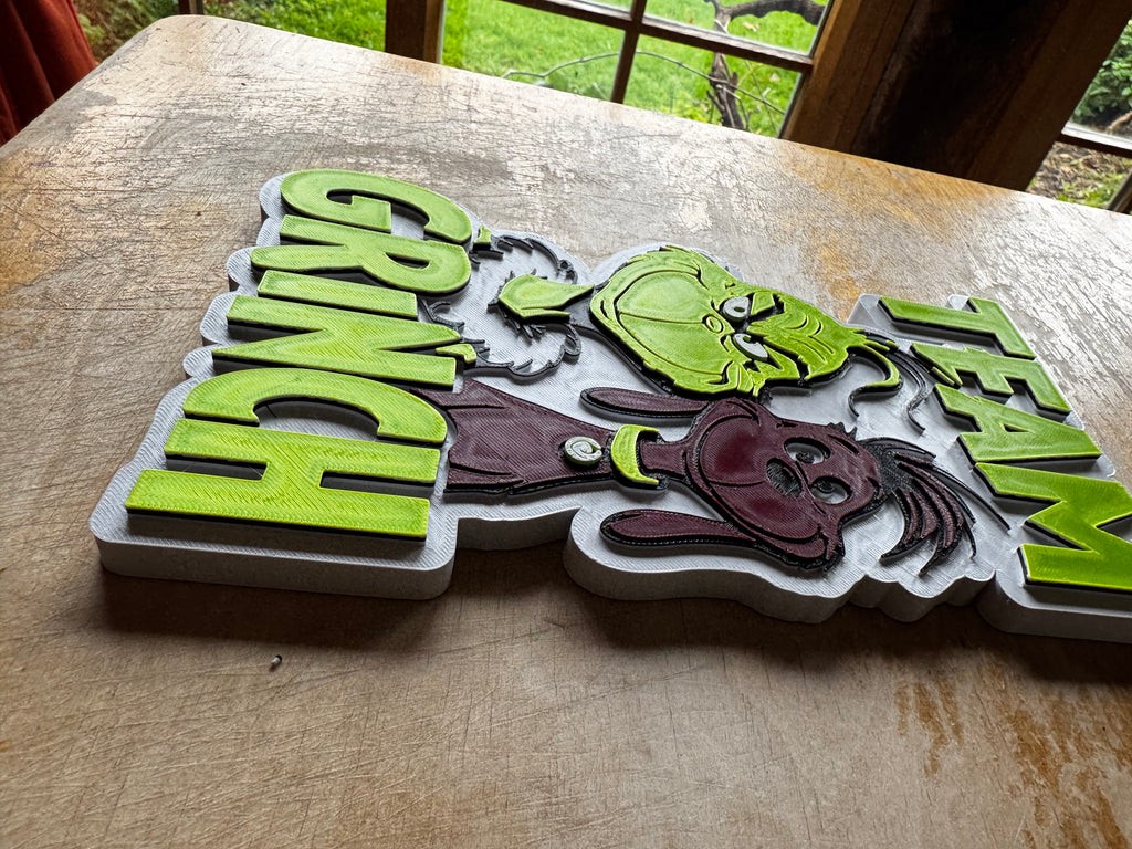 Team Grinch 3D Christmas Display Plaque