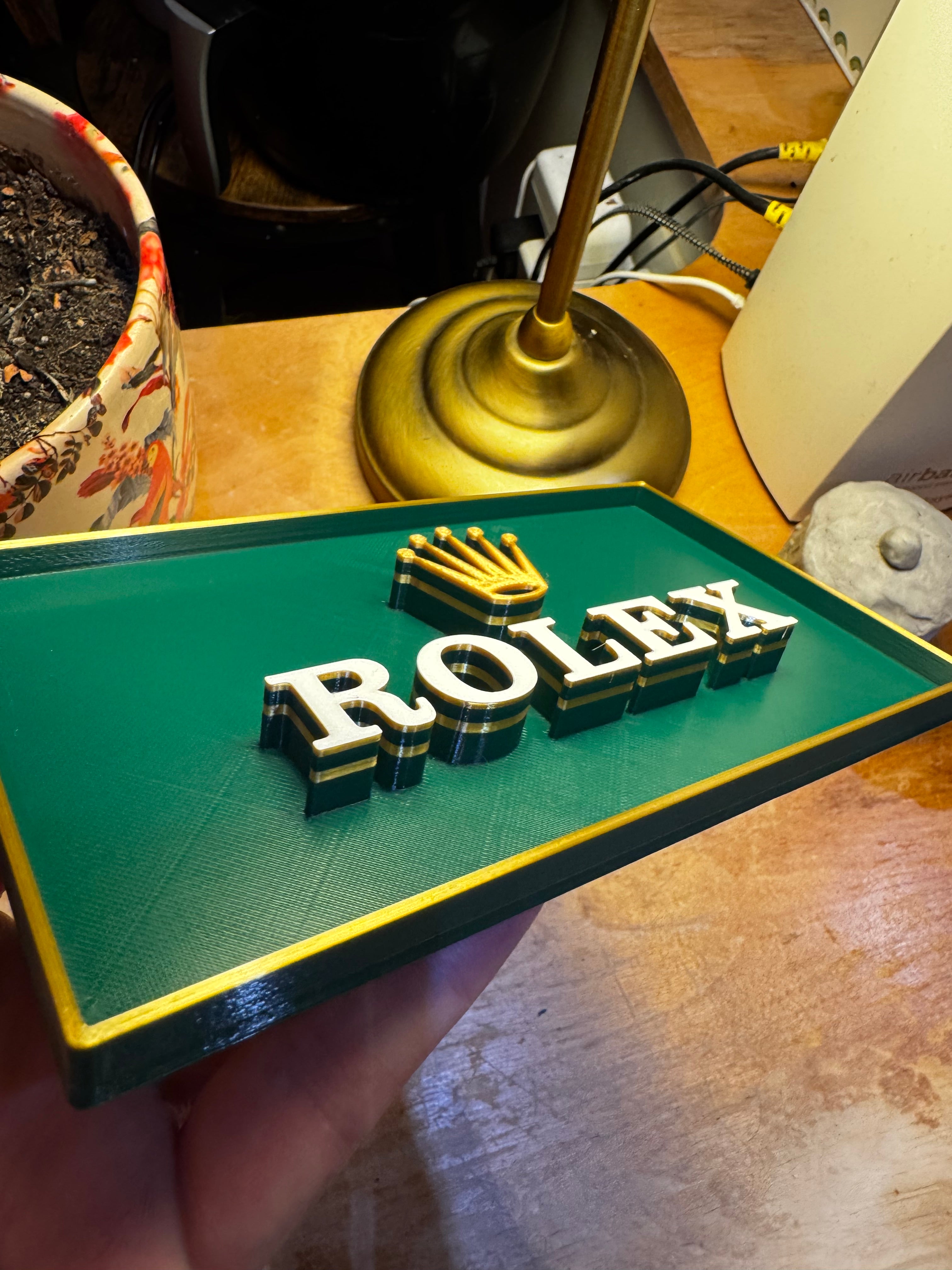 Rolex 3D Display Plaque – Green, Gold & White