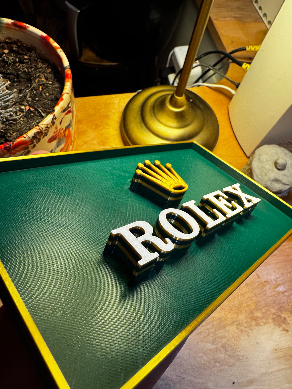 Rolex 3D Display Plaque – Green, Gold & White