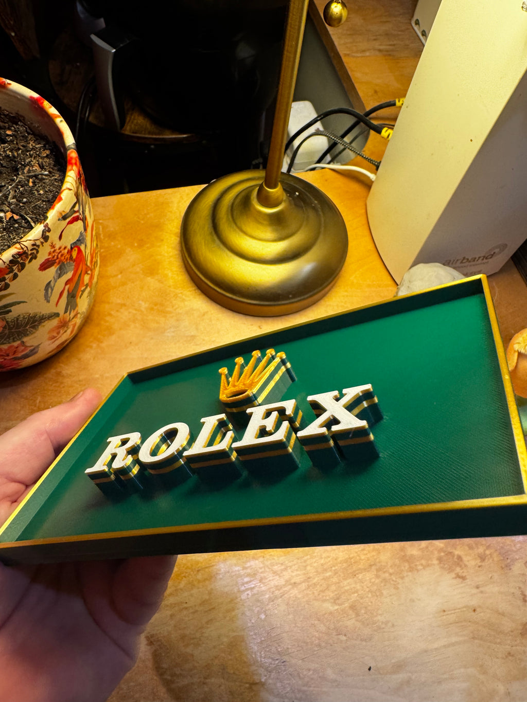 Rolex 3D Display Plaque – Green, Gold & White