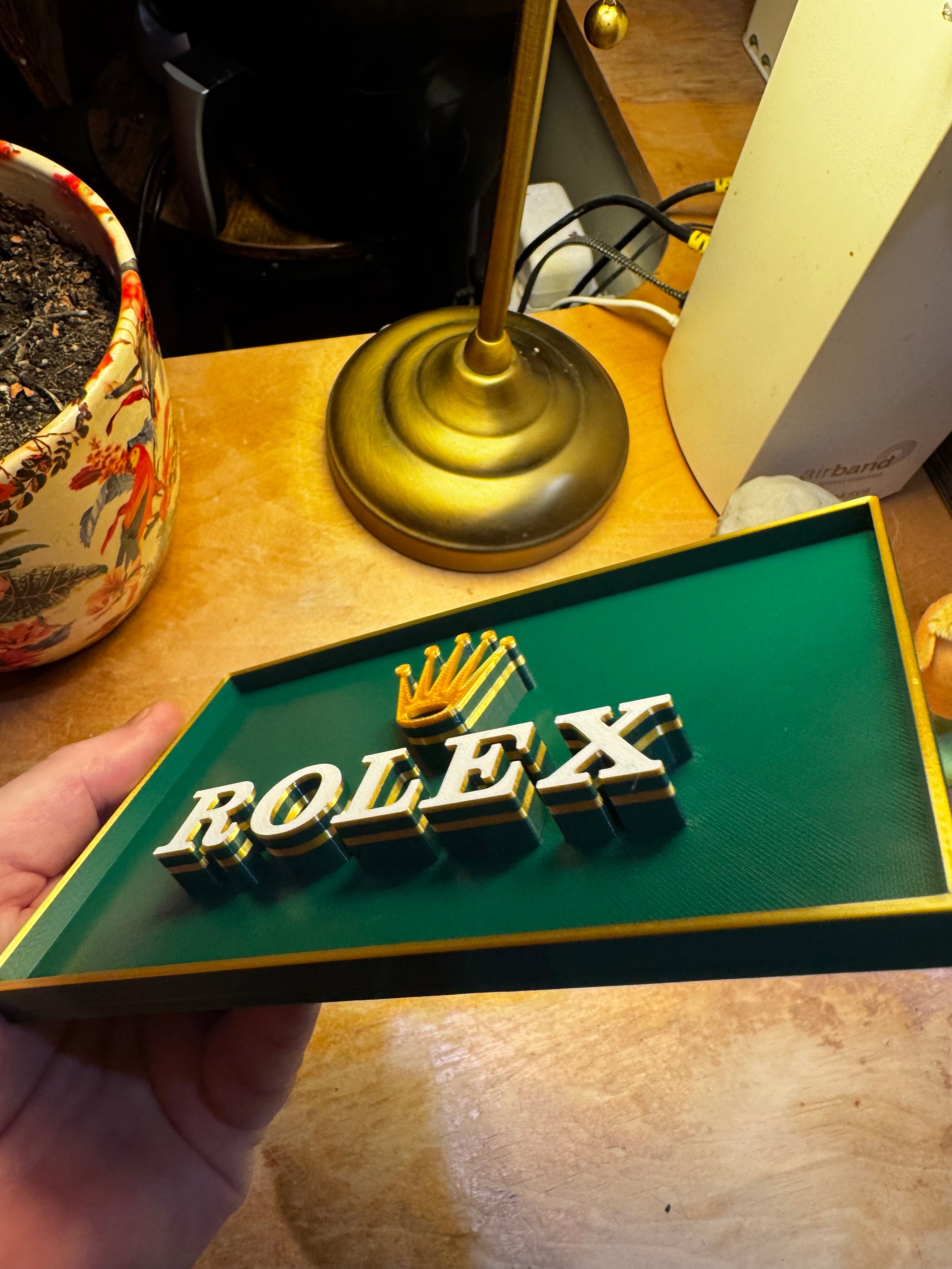Rolex 3D Display Plaque – Green, Gold & White