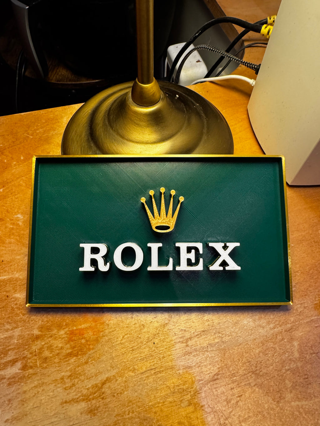 Rolex 3D Display Plaque – Green, Gold & White