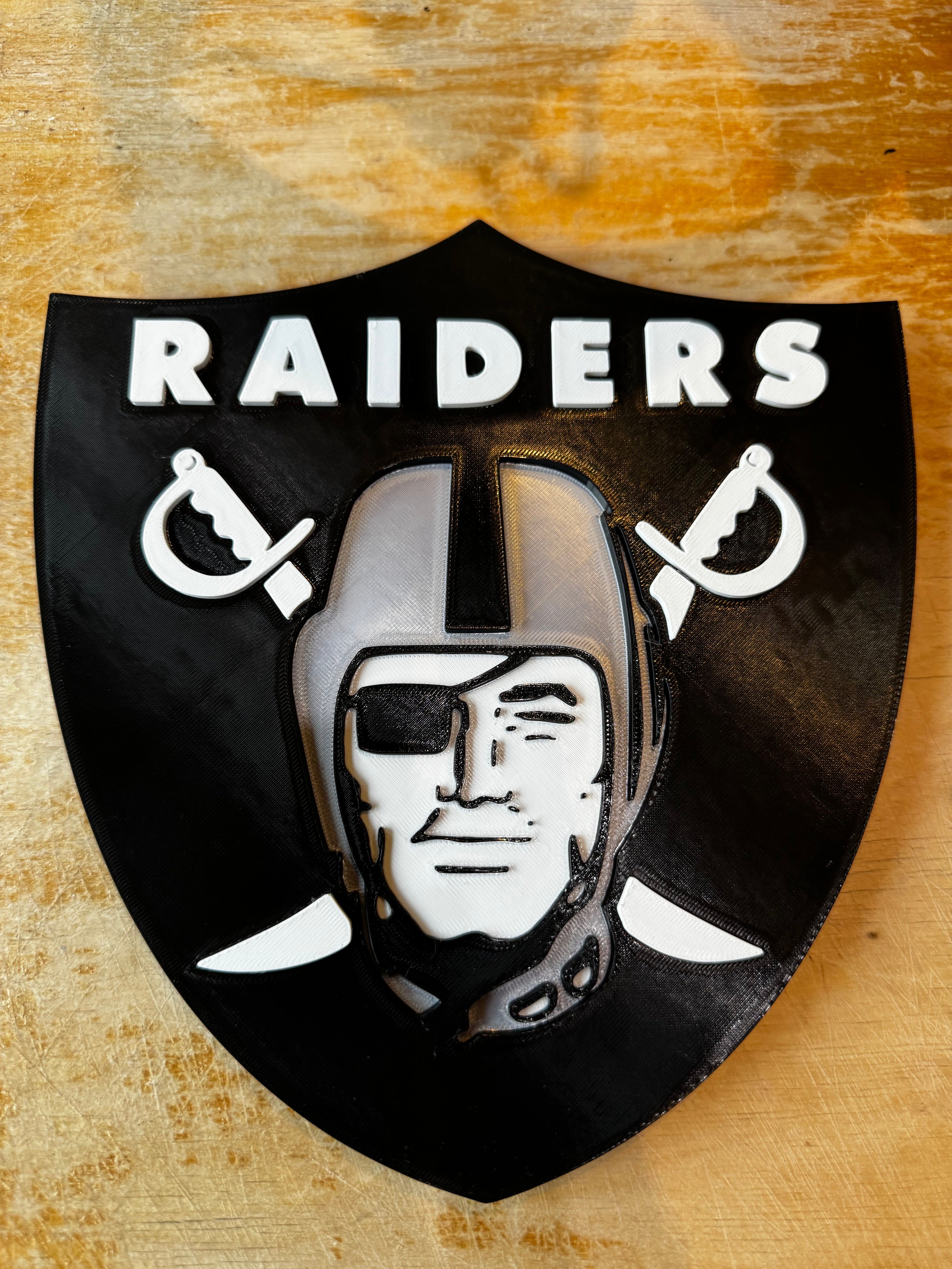 Las Vegas Raiders 3D Shield Wall Plaque – Black & Silver Football Display