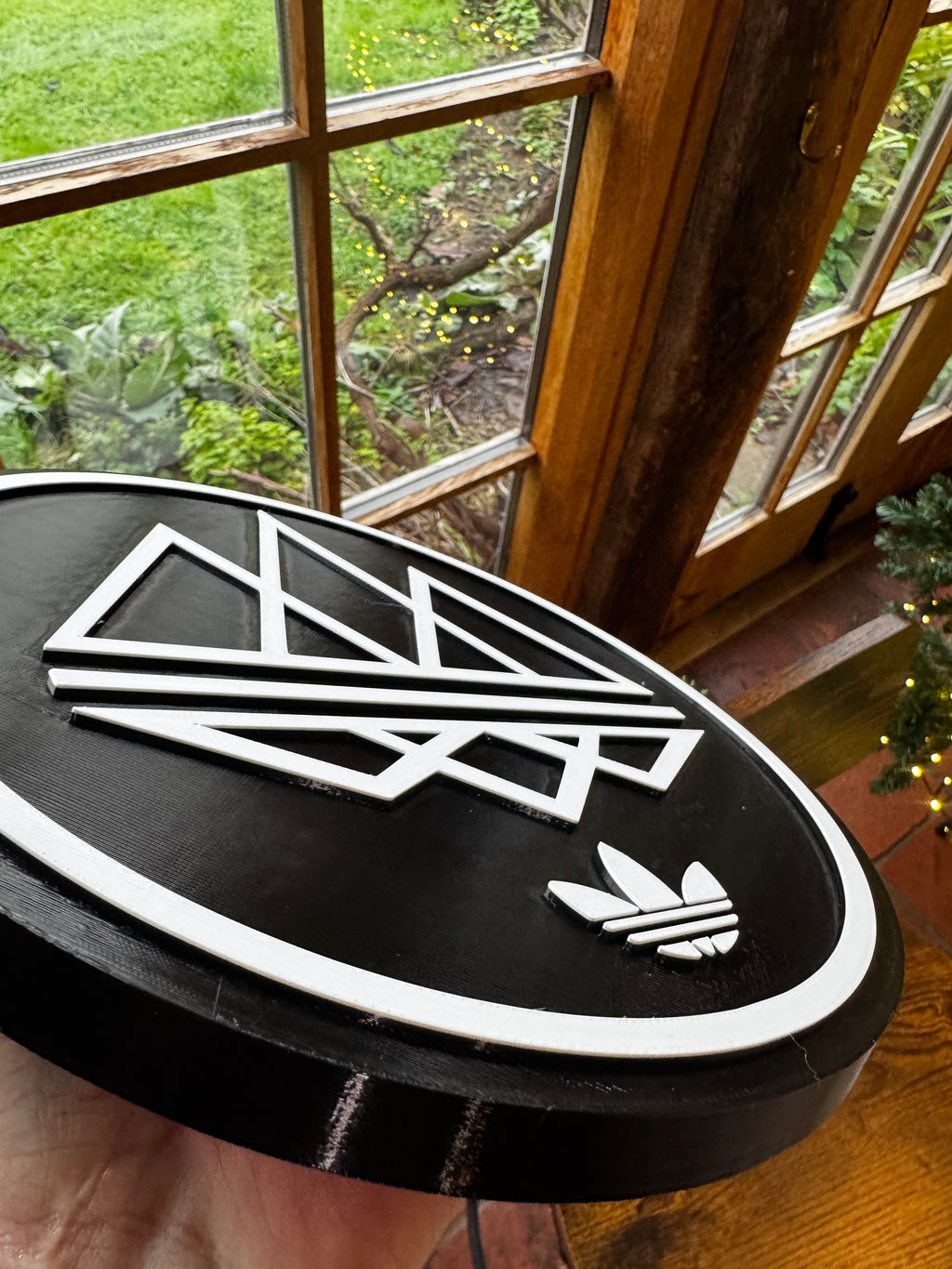 Adidas × Oasis 3D Wall Plaque – Black & White Music Display